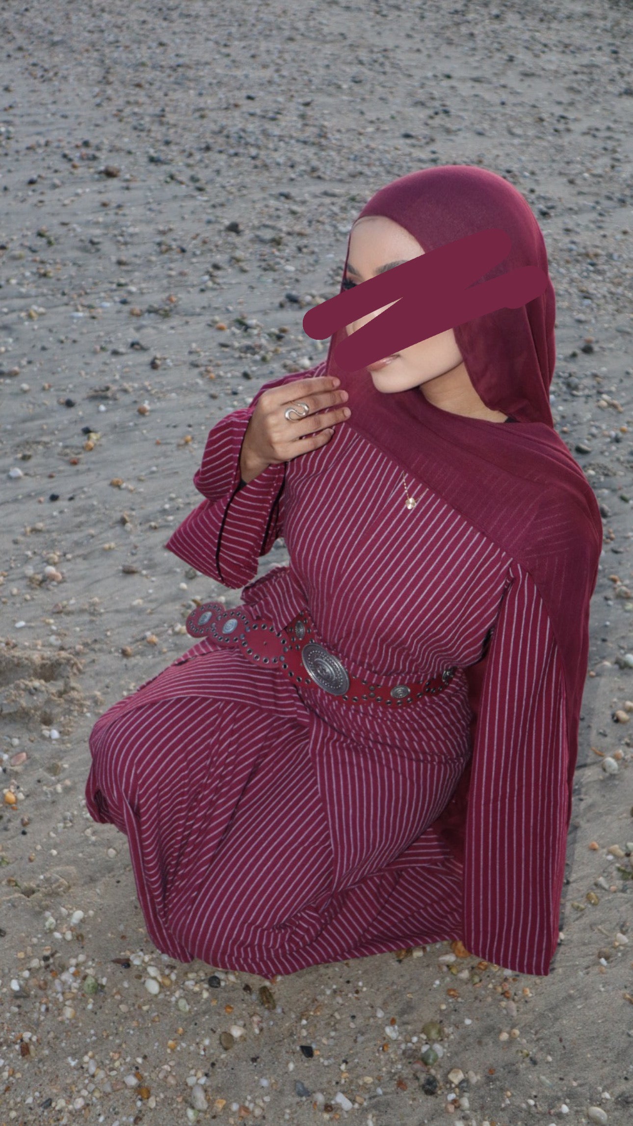 Striped Wrap Abaya