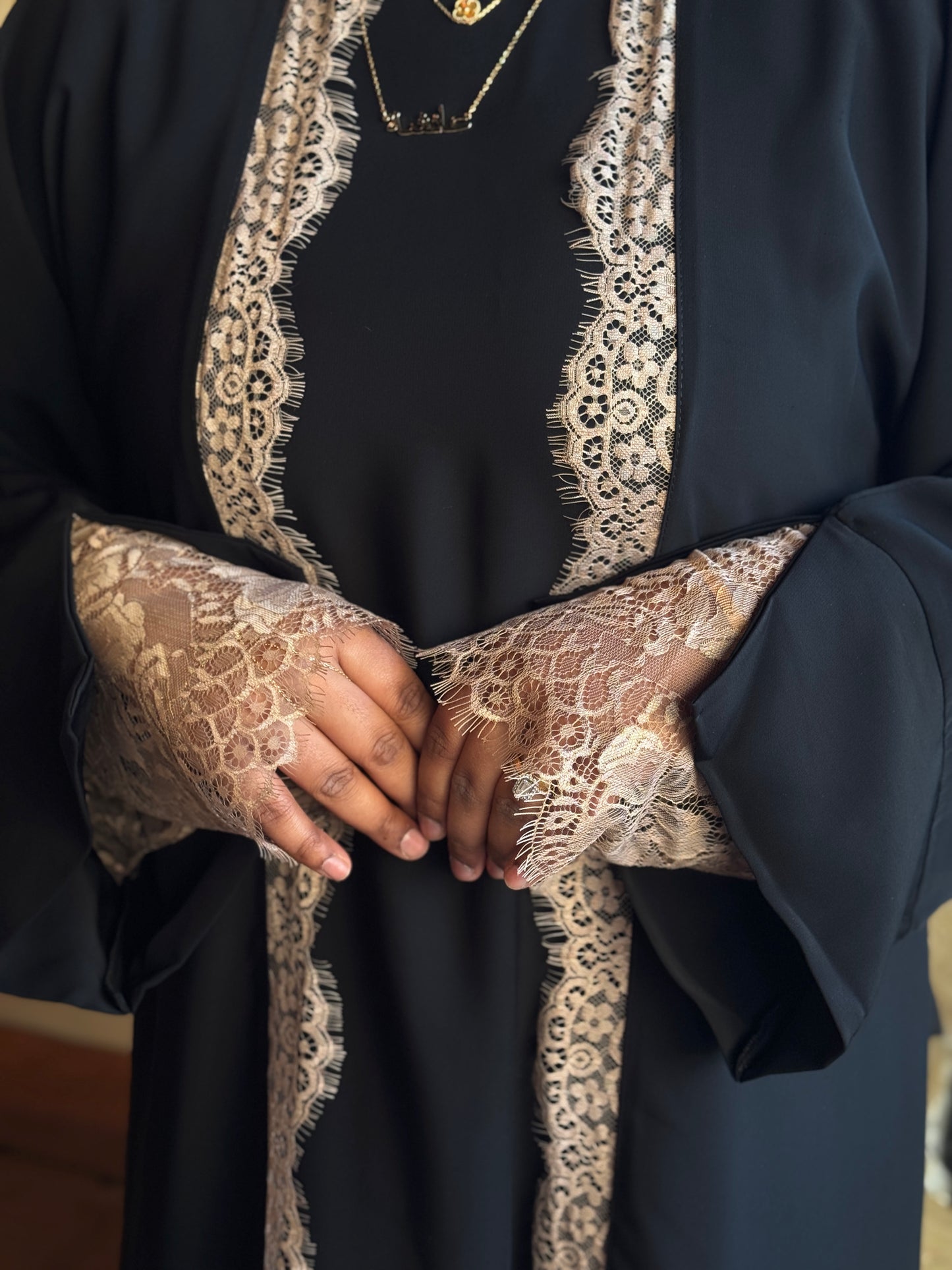 Black lace abaya