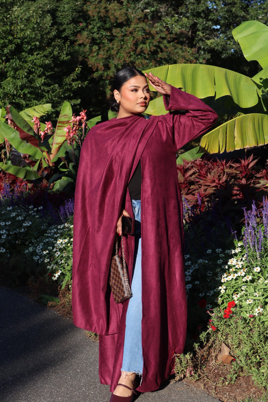 Plum coat abaya