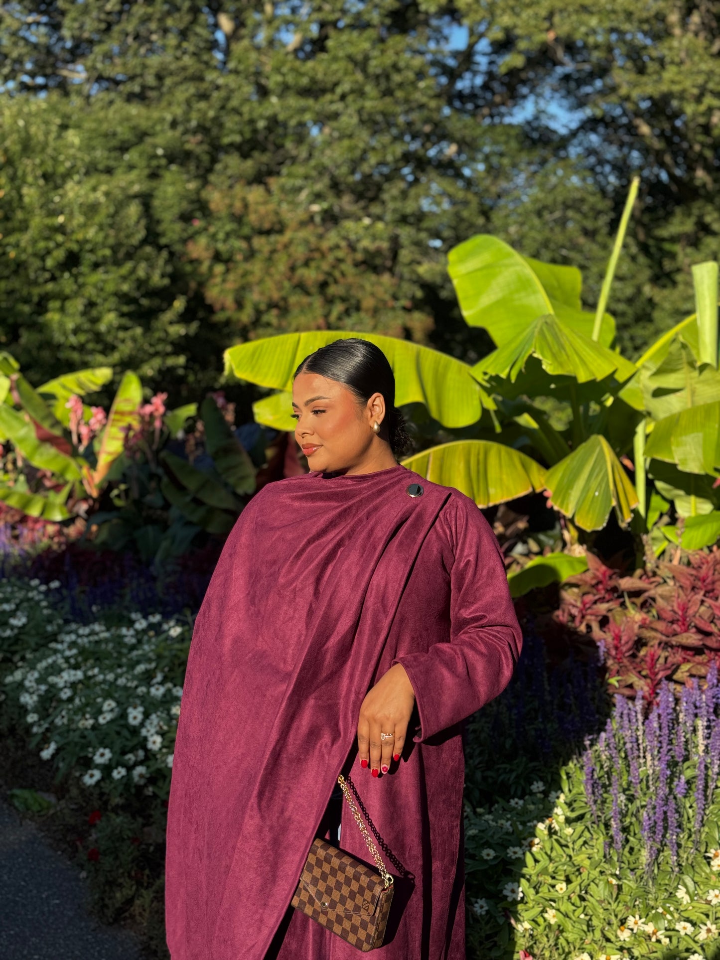 Plum coat abaya