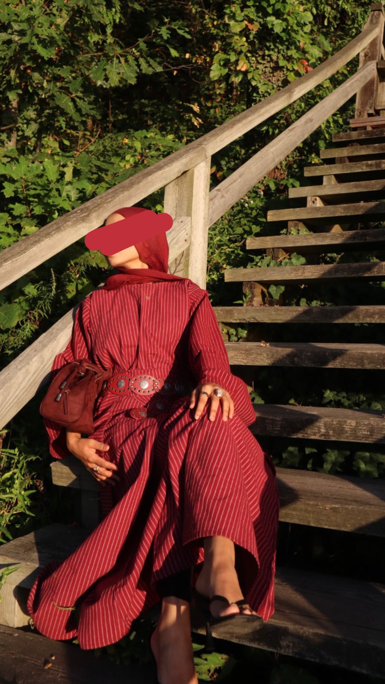 Striped Wrap Abaya