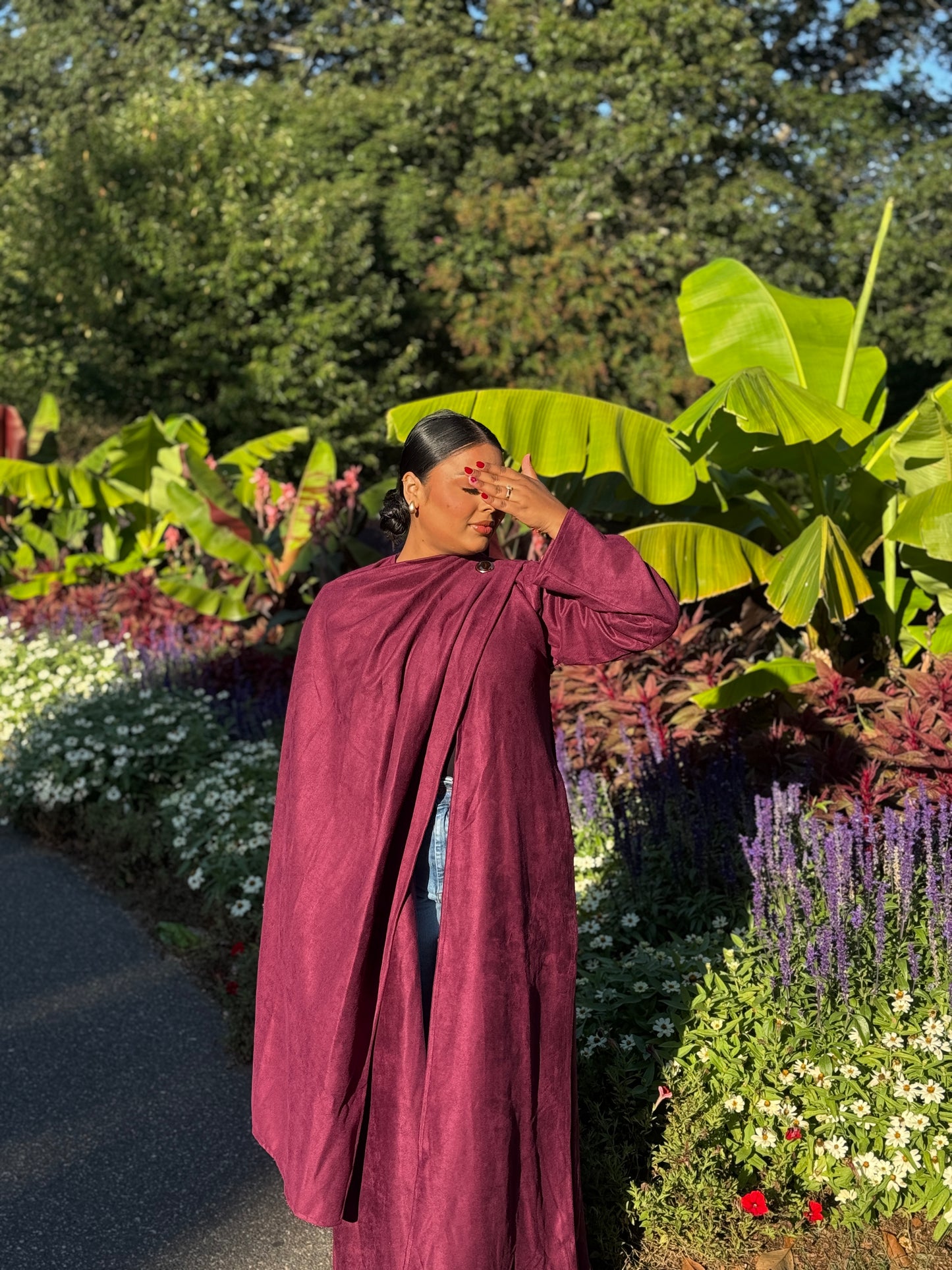 Plum coat abaya