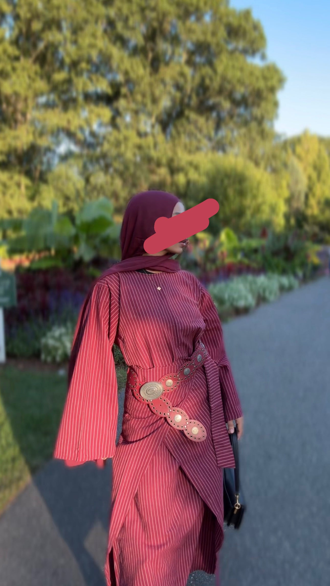 Striped Wrap Abaya