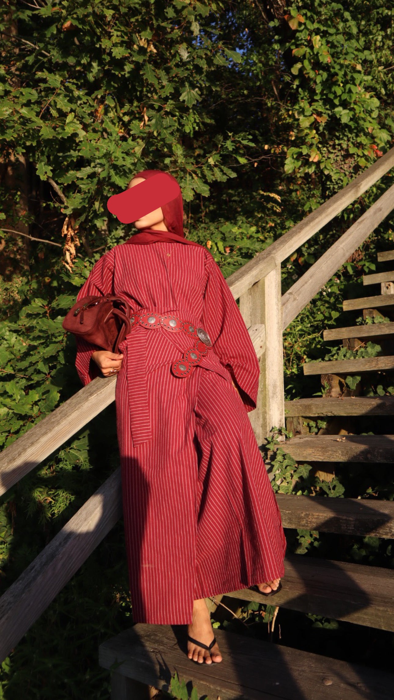 Striped Wrap Abaya