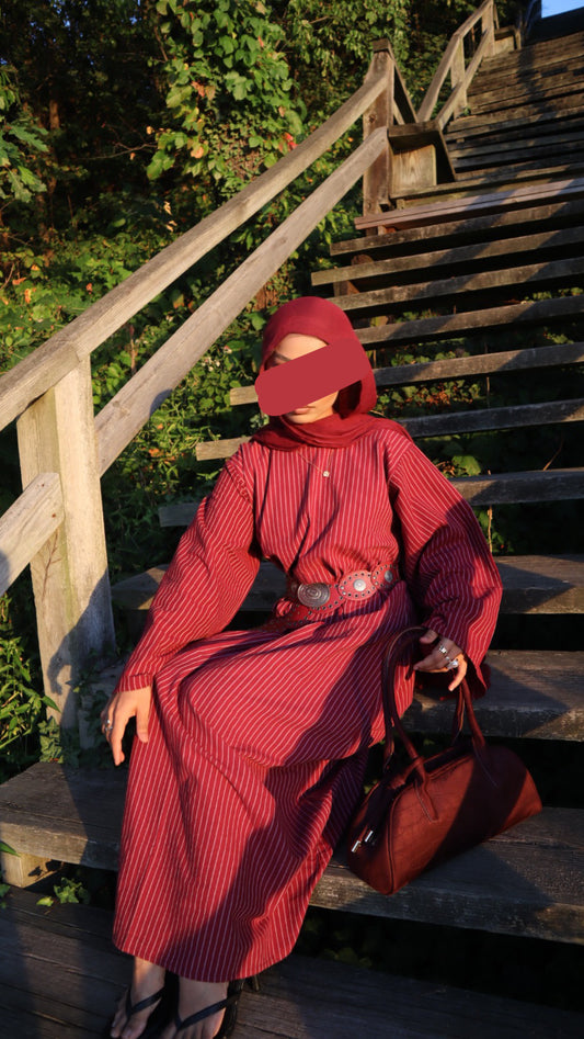 Striped Wrap Abaya