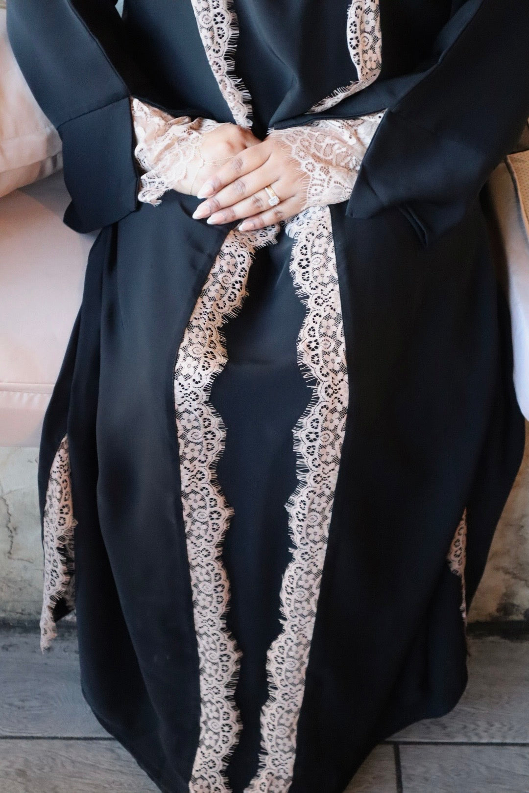 Black lace abaya