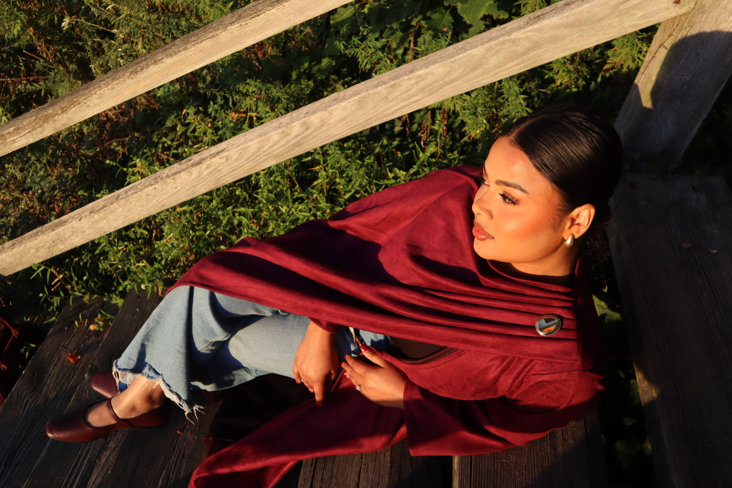 Plum coat abaya