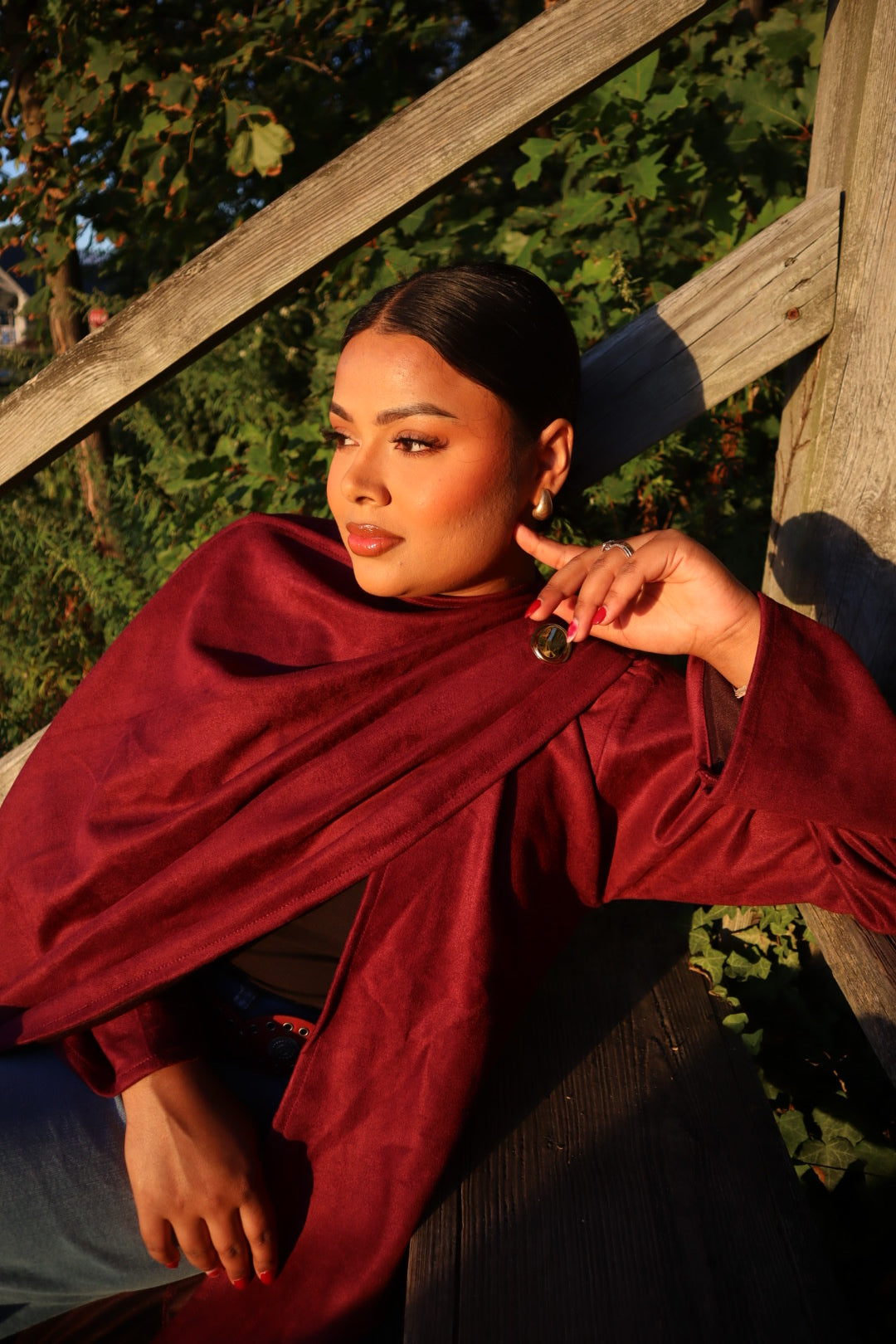 Plum coat abaya