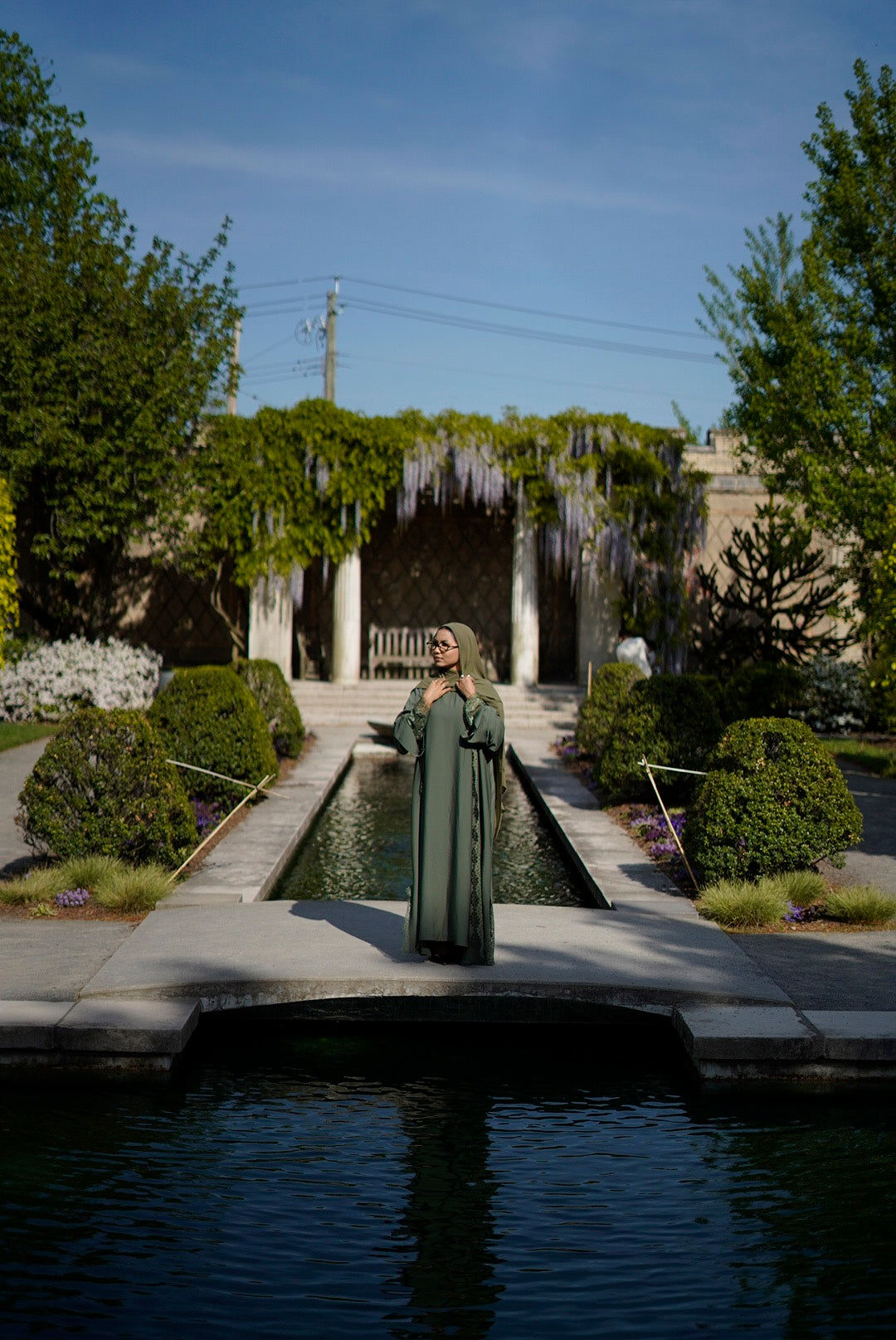 Olive lace abaya