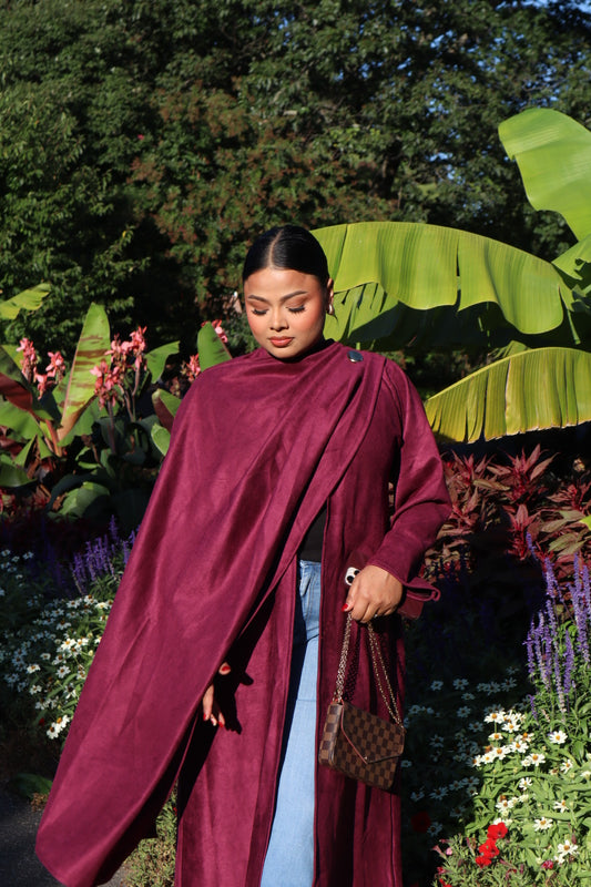 Plum coat abaya