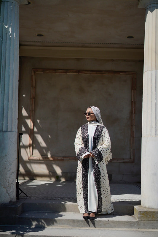 Lace polka dot abaya