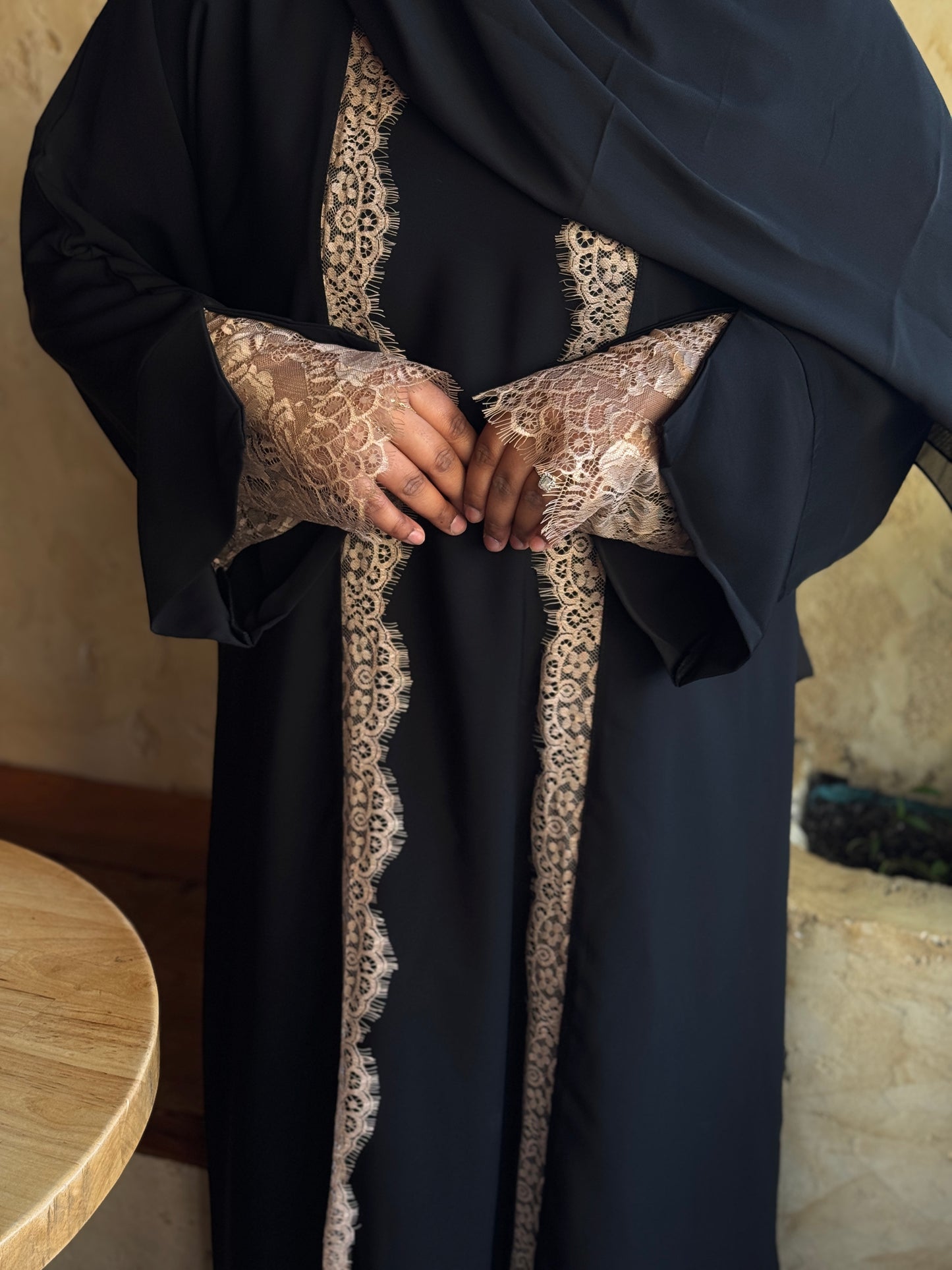 Black lace abaya