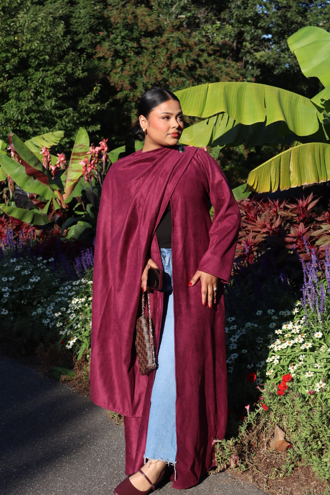 Plum coat abaya