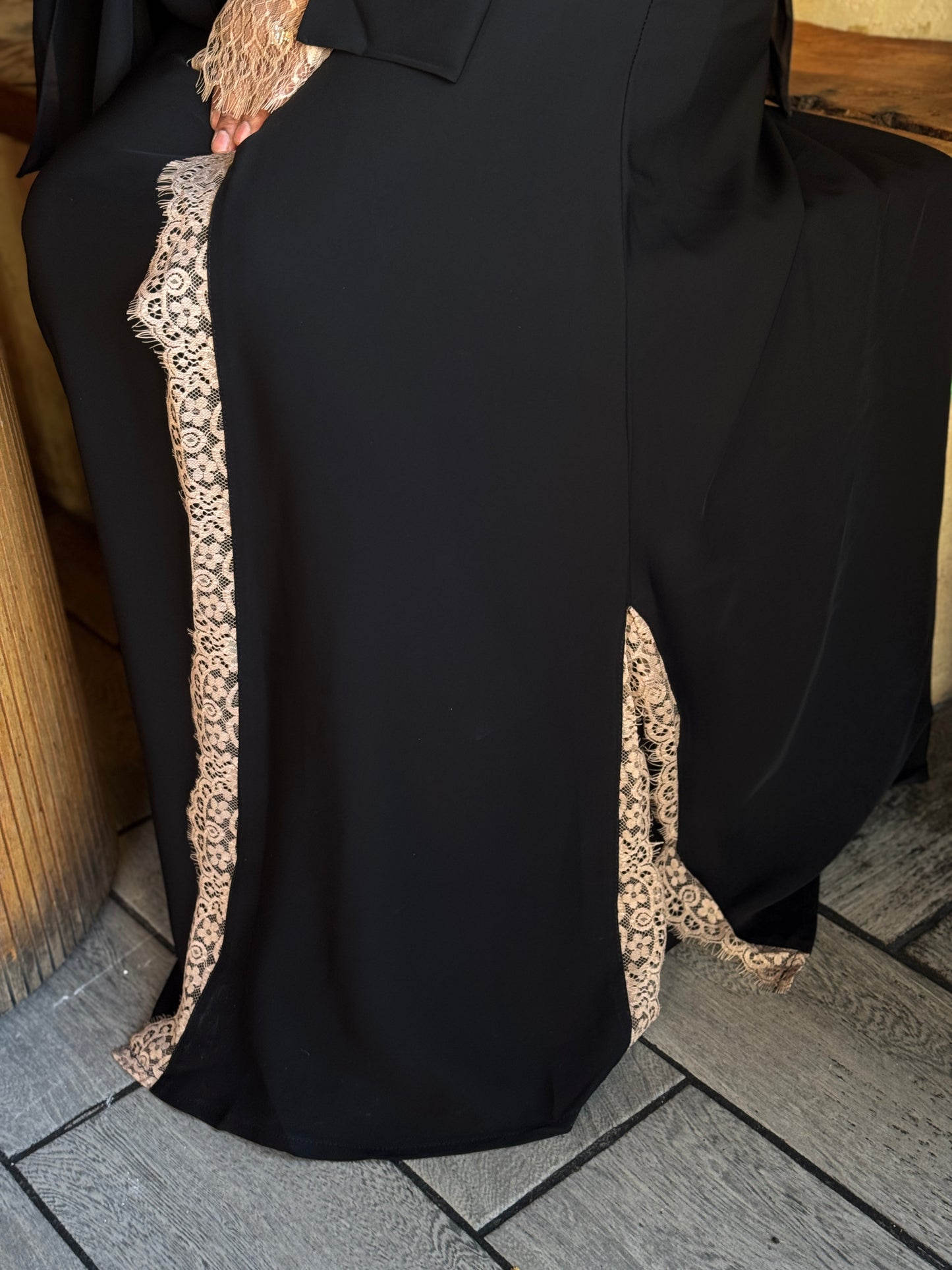 Black lace abaya